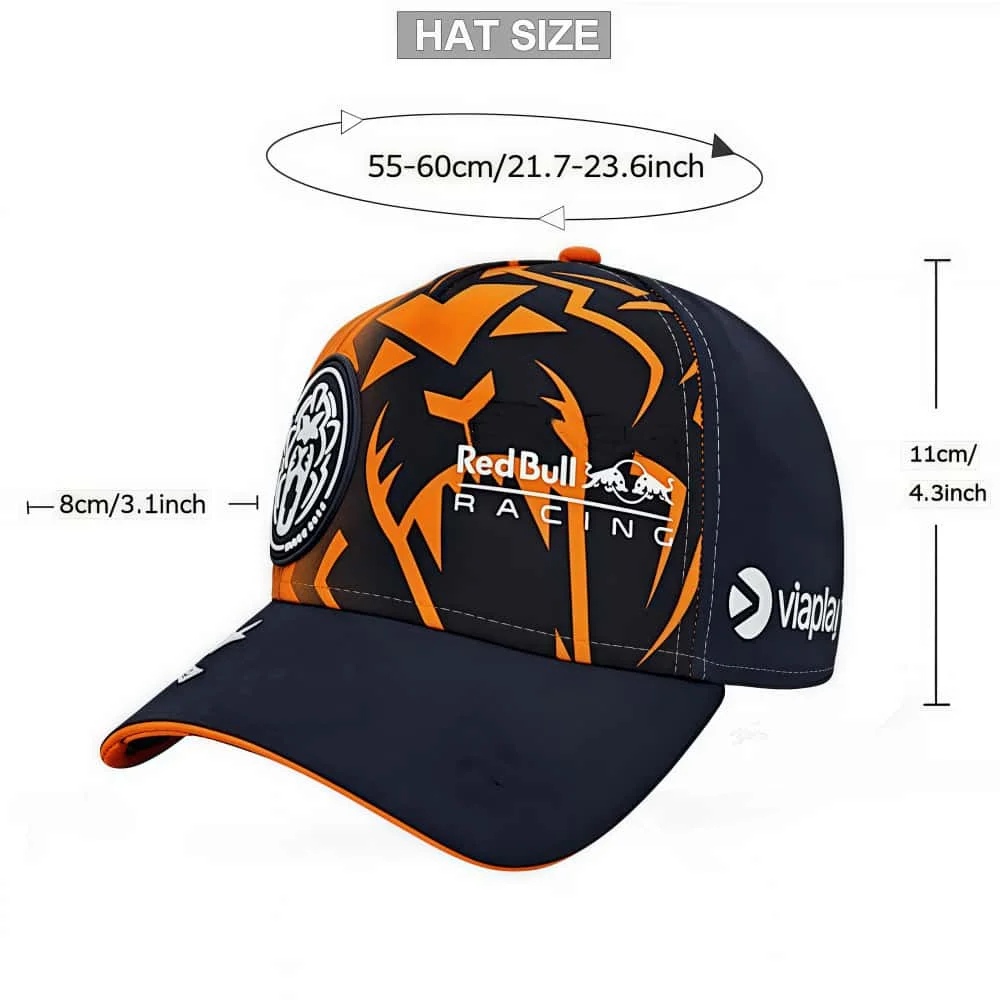 Men's and Women's Summer Fashion Orange Red Bull Baseball Hat Red Bull Racing Driver Verstappen Baseball Hat Curved brimmed Hat