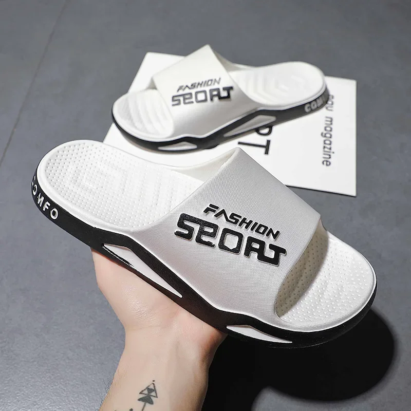 Men Slippers flip flop Letter PVC Soft Sole Non Slip Anti Slides Sandals Indoor Outdoor Summer Ladies Sports Home house Shoes