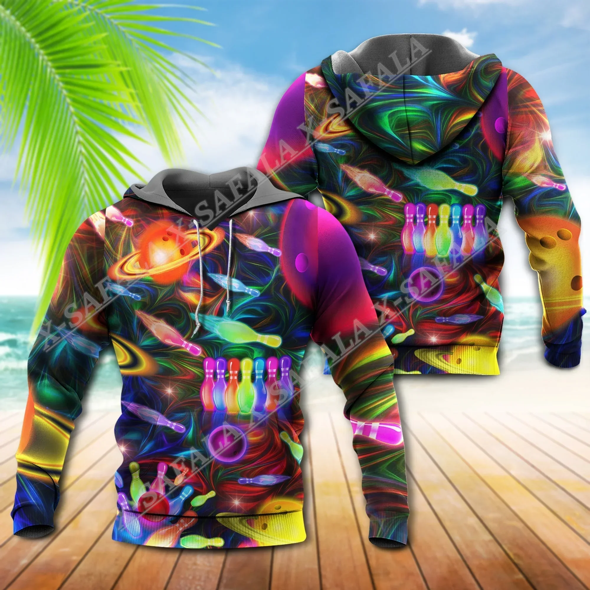 

Trippy Gift For Colorful Bowling Lovers 3D Print Zipper Hoodie Men Pullover Sweatshirt Hooded Jersey Tracksuit Outwear Coat