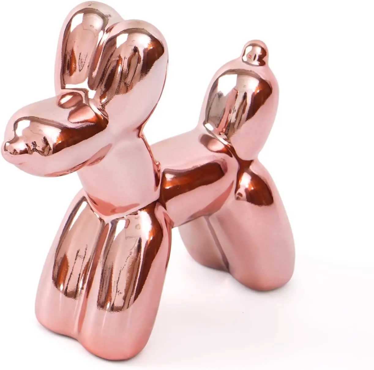 Cute Ceramics Pink Balloon Dog Statue Crafts Living Room Desktop Decorations,Handmade Modern Small Ceramic Animal Statue Ornamen