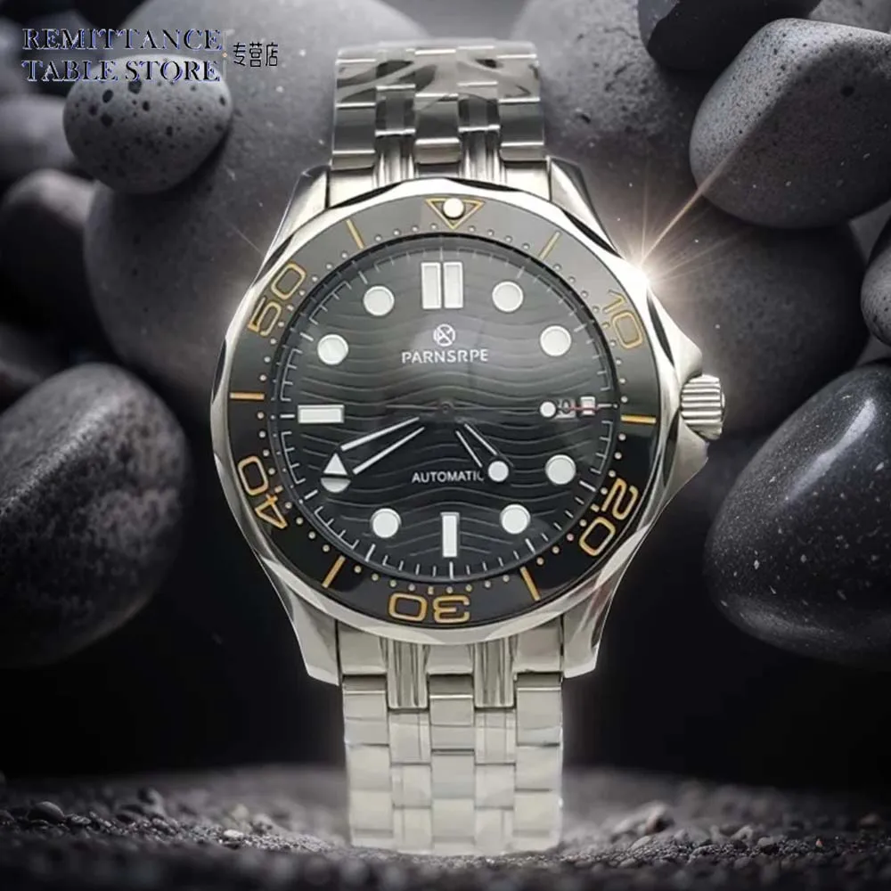 Men's Automatic Mechanical Watch Calibre 8215 Ceramic Bezel Sterile Wave Pattern Dial 316L Stainless Steel Waterproof Watch