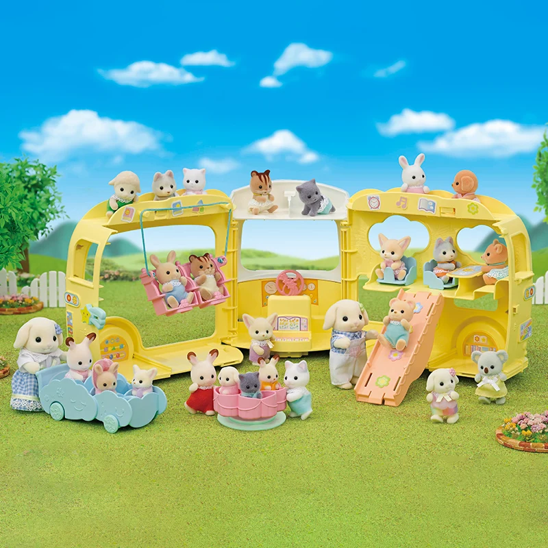 Sylvanian familles accessoires Calico bichiers fille enfants jouets Miniature voiture poupée arc-en-ciel amusant pépinière Bus jouets pour enfants cadeau