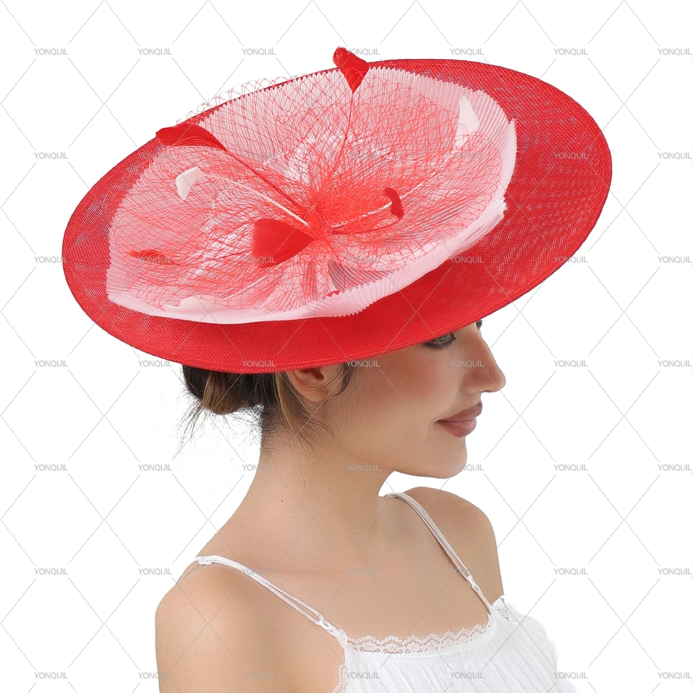 أنيقة الزفاف كبيرة الحجم الفاسناتور قبعة المرأة زهرة أغطية الرأس الشعر أعلى مقاطع قبعة السيدات كوكتيل الكنيسة حزب غطاء الرأس