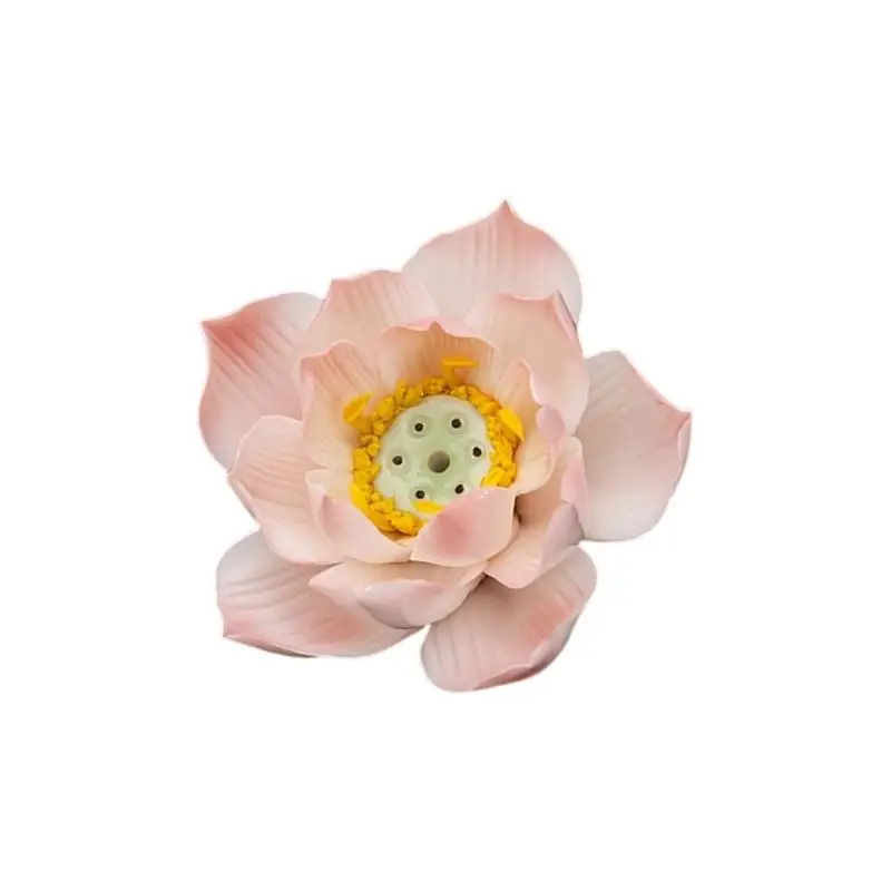 E8BD Ceramic Flower Incenses Burners,Flower Insences Holders Perforated Flower Center Above a Surrounding Ashes Catcher, with