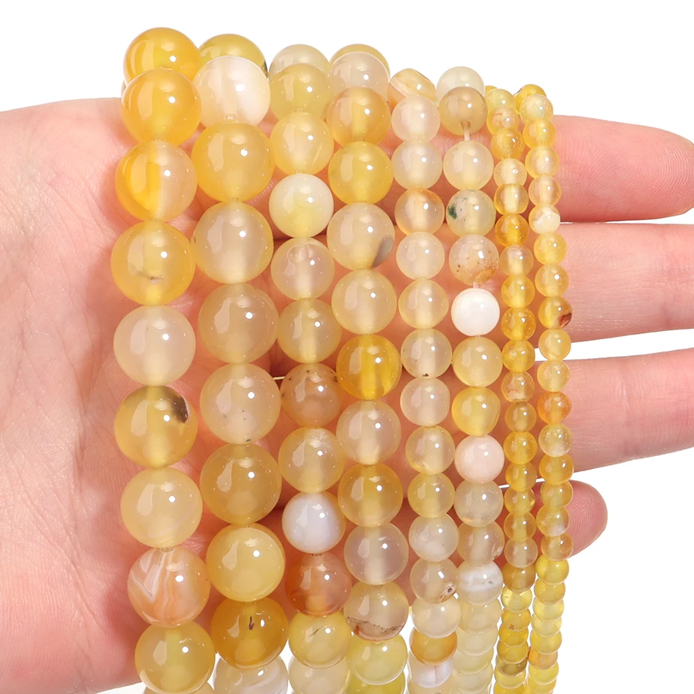 1strand/lot 6/5/8/10mm Yellow Stripe Agate Natural Stone Beads Round Loose Spacer Beads For Jewelry Making DIY Necklace Bracelet