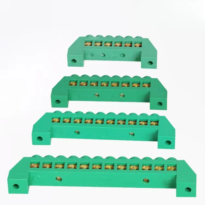1PCS Green Zero Line 4Pin 6Pin 8Pin 10PiN 12PiN Brass Screw Grounding Bridge Terminal Block Connector Earth And Neutral