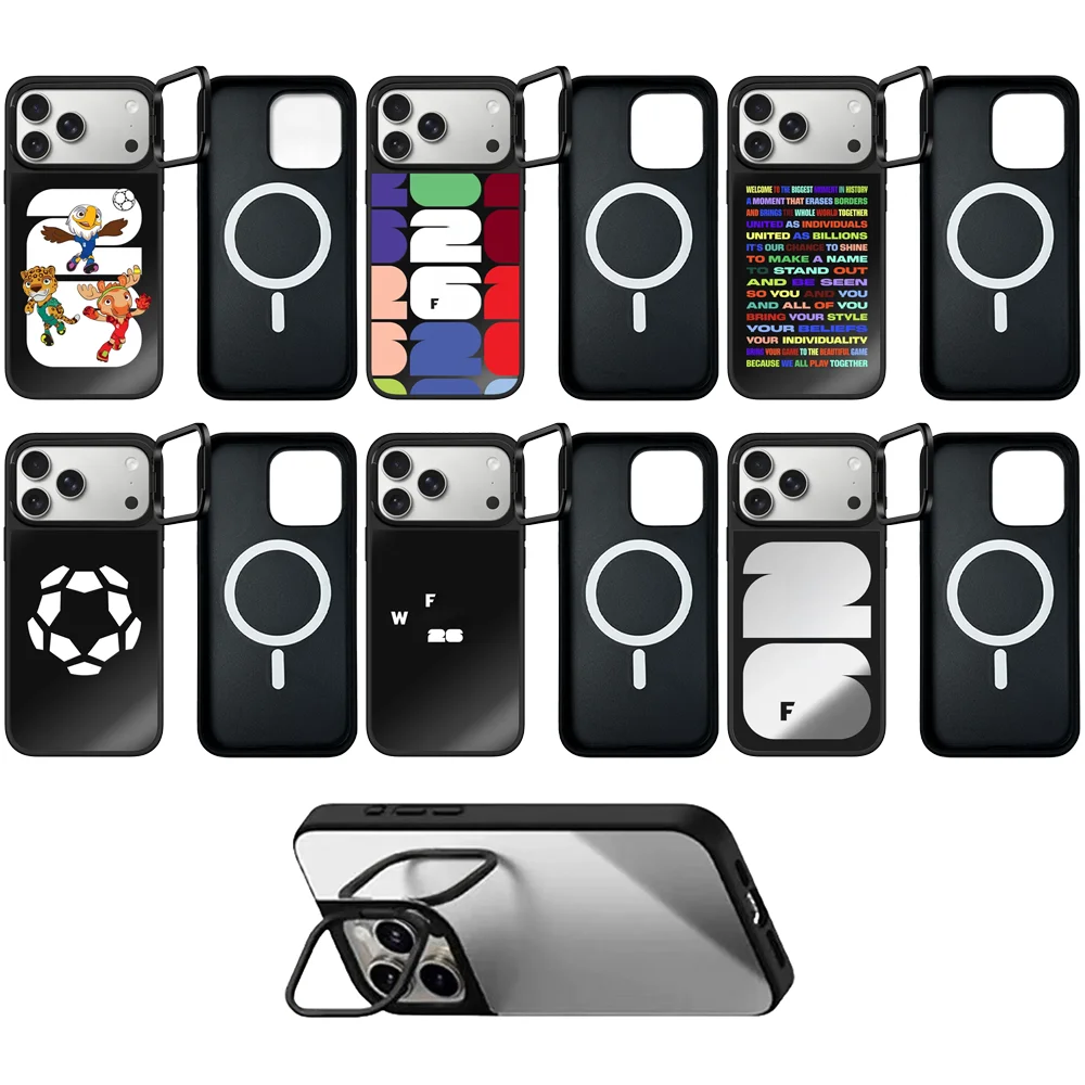 

2 6 26 Camera Ring Stand Black Mirror Surface Phone Cover for IPhone 14 15 16 17 Pro Max Case for IPhone 17Pro