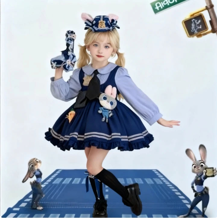 

Girl Judy Zoo Handmade Judy Hopps Lolita Hair Accessories Judy Hopps JK Pistol Hat with Zoo Costumes Hair Accessories