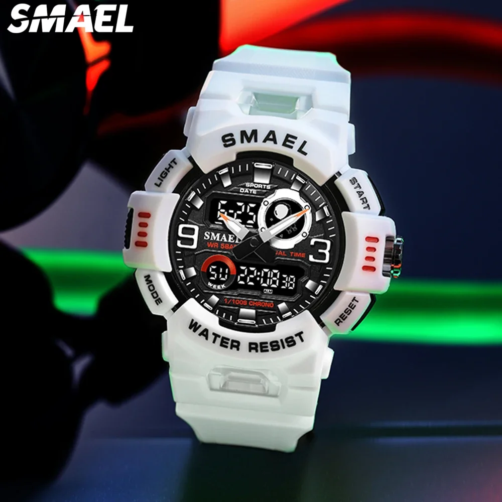 SMAEL 8063  Watch for Male and Female Students, Sports Dual Display Astro Student Watch Multi functional Waterproof Night Light