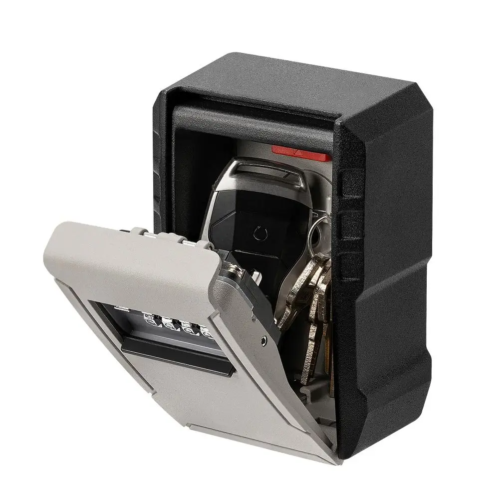 4 Digits Password Password Key Box Large Capacity Wall Mounted Alloy Padlock Key Case Space Saving Metal Construction