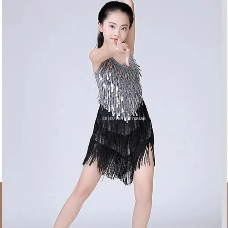 Top corto da ballo latino per ragazze, canottiera, pantaloni a gamba dritta, set di spettacoli di danza di strada per bambini hip-hop in abiti alla moda