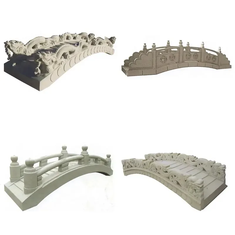 for Japanese Landscape Natural Granite Stone Garden Bridge with Four Dragon Carving High Quality Outdoor Wholesale