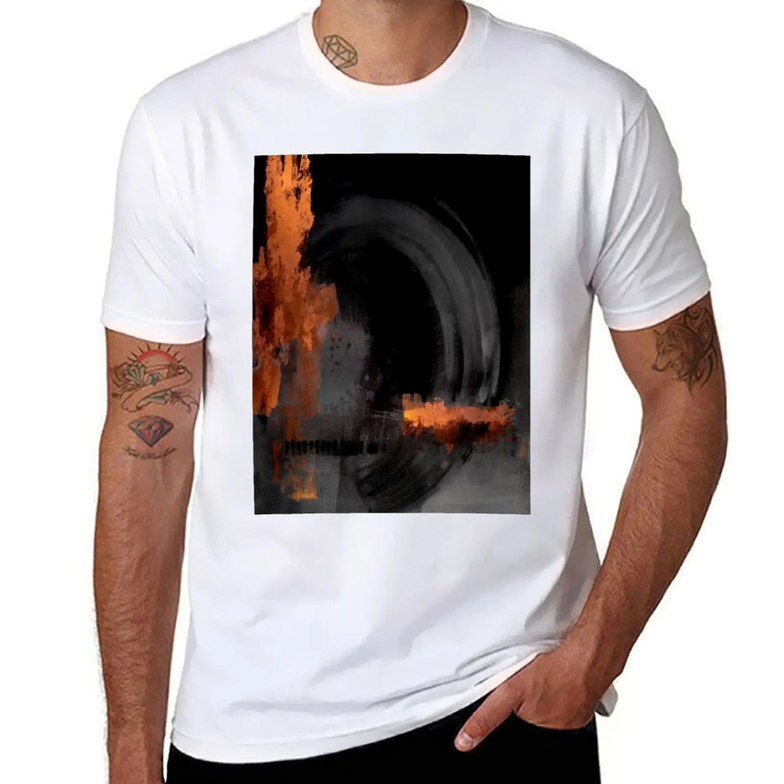 

abstract Black orange T-Shirt Big and Tall Casual T-Shirt