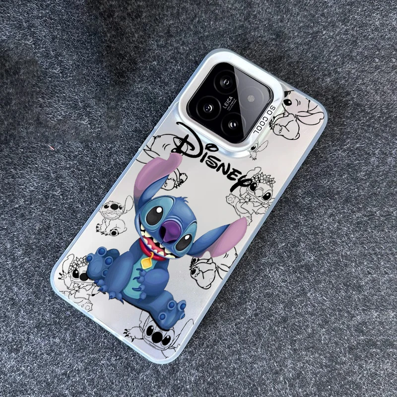 Disney Stitch Para Cartoon Cute For Xiaomi Mi 11 12T 13T Poco F4 F3 X3 X5 C51 C50 M3 M5S Pro Lite 5G Colorful Silver Cover