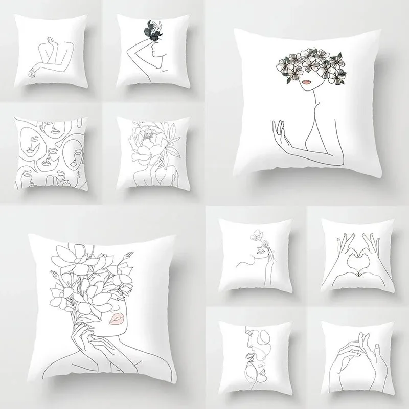 square Portrait cushion pillow covers Black and white printing home pillowcase Pinky Swear pillow sofa cushion cover