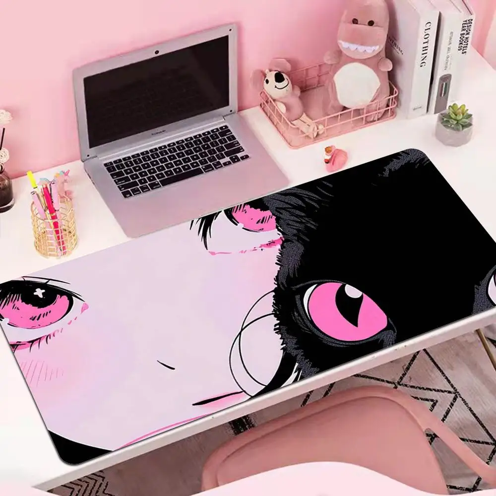 

Black cat and anime beauty Mouse Pad Mouse Pad Desk Mouse Pad Cute HD Desk Pad Extended Gaming Keyboard Mats Large XXL Gamer
