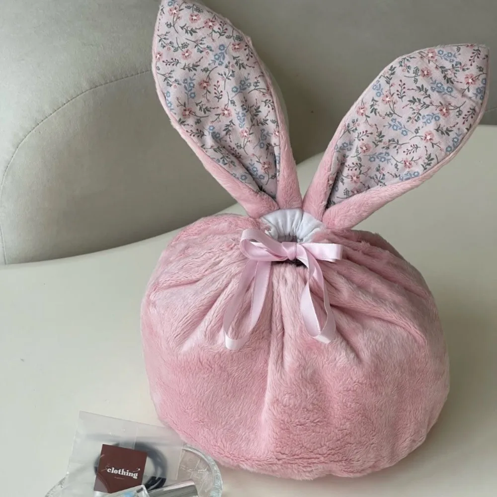 

Creative Velvet Easter Rabbit Gift Bag Cute Foldable Jewelry Organizer Bag Festival Handmade Makeup Bag Easter Party
