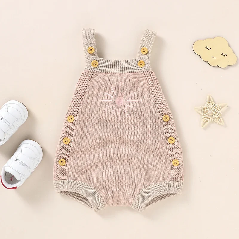 Baby bodysuit katoen gebreid babymeisje jumpsuit mode effen schattige zon kleding pasgeboren overall mouwloos 0-18M romper zomer