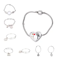 Sublimation Blank Bracelet INS Style Thermal Transfer DIY Bracelet Heart Pendant Bracelets For Valentine's Day&Annivesary Gift