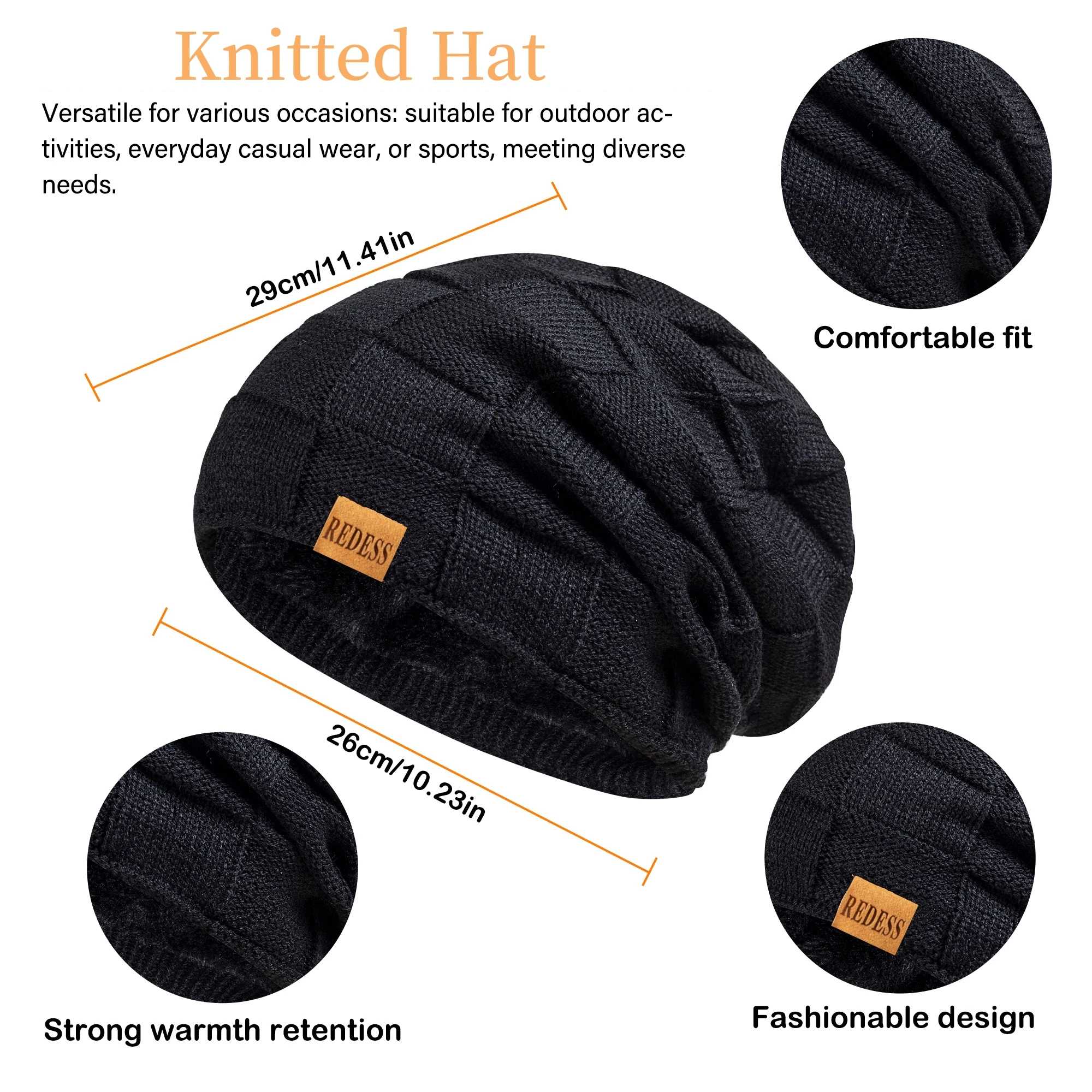 أوشحة رأس شتوية فضفاضة للرجال والنساء، أوشحة طويلة محبوكة، قفازات تعمل باللمس، صندوق هدايا ثلاثة في واحد، ناعم ومقاوم للرياح