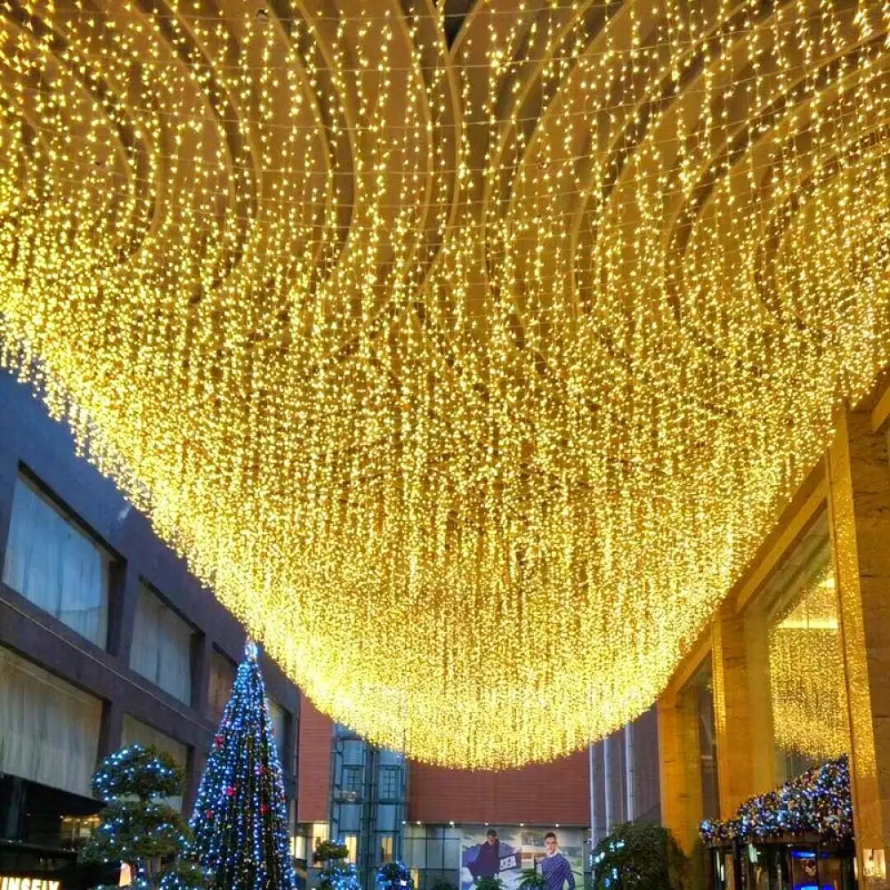 Decorative LED Icicle String Fairy Lighting Waterproof Waterfall Hanging Lamps For Outdoor Garden Terrace Wedding Holiday Decor