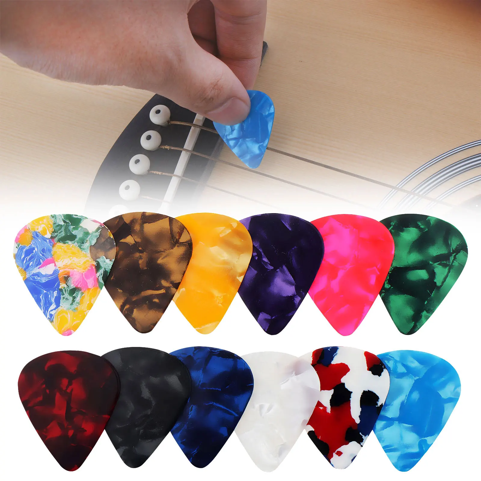 1 piece Colorful Guitar Picks Multicolor ABS Plectrum Plucked String Instrument Accessories for Acoustic Bass Electric Guitars