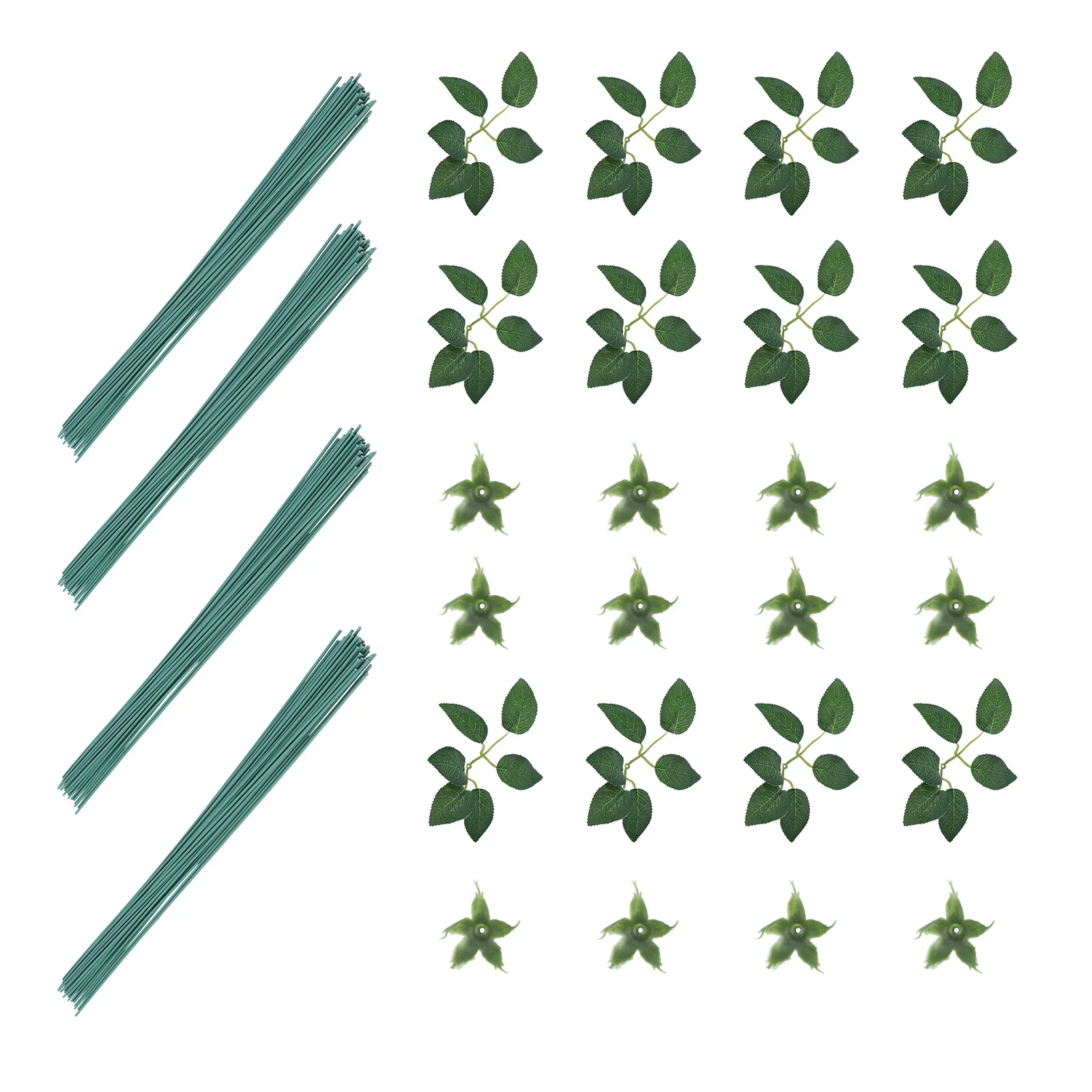 ลวดก้านดอกไม้สีเขียว 90 ชิ้น ใบไม้ประดิษฐ์ ลวดเหล็กสำหรับงาน DIY ต้นไม้ประดิษฐ์ วัสดุทำมือ อุปกรณ์งานฝีมือ