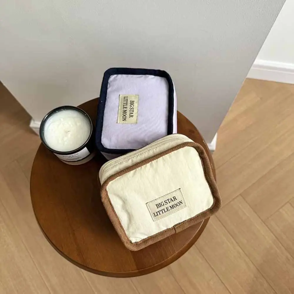 

Портативная косметичка контрастного цвета в корейском стиле, сумка на молнии, однотонный кошелек для монет, легкий кошелек