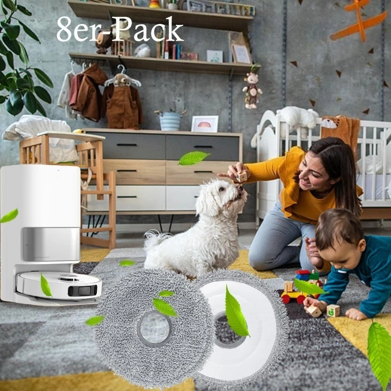 8Pcs Mop Pads for Dreame L10s L10 L20 Pro Ultra Heat L40 L40s  X50 X40 Xiaomi X10+ X20+ Vacuum Robot Wet Replacement Mop Cloths view 6