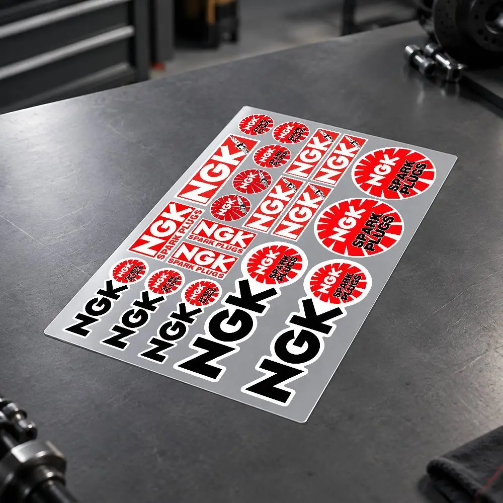 N-NGK S-Spark P-Plug C-Car Motorcycle Sticker Set Reflective Decals For Helmet Fuel Tank Fairing Body Custom Bike Graphics Kit