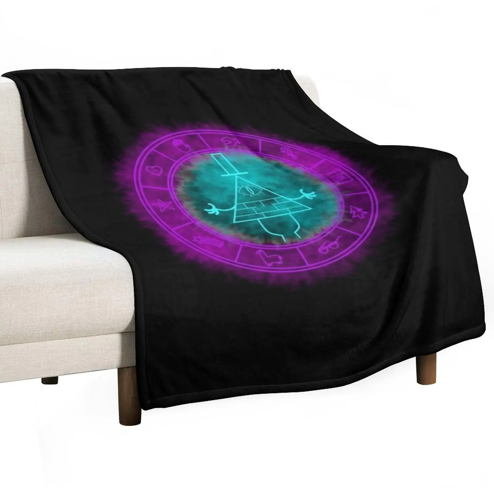 Bill Cipher symbol Blue/green/purple Throw Blanket Picnic Decoratives Thermal Blankets