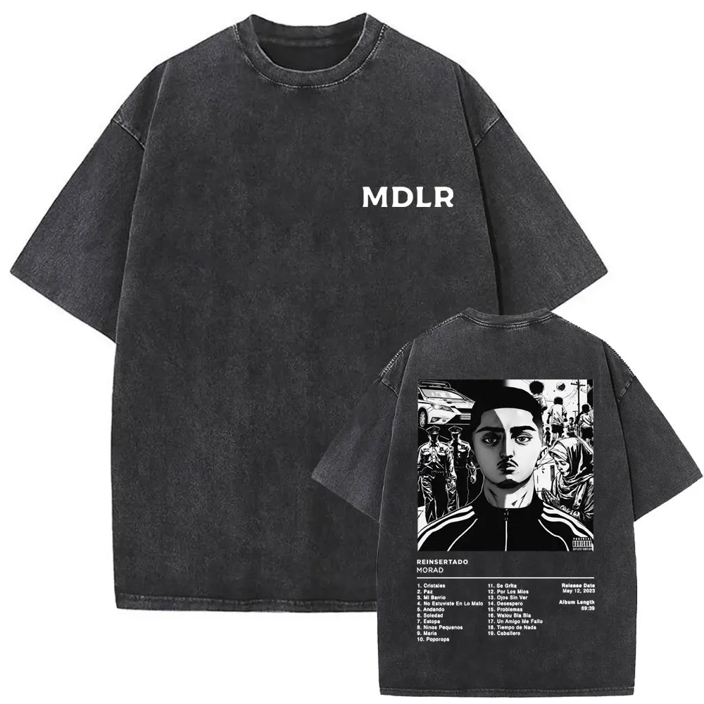

Washed Vintage Rapper Morad M.D.L.R Album Graphic T-shirts Men Women Fashion Hip Hop Pop Music T-shirt Retro Oversized T Shirts