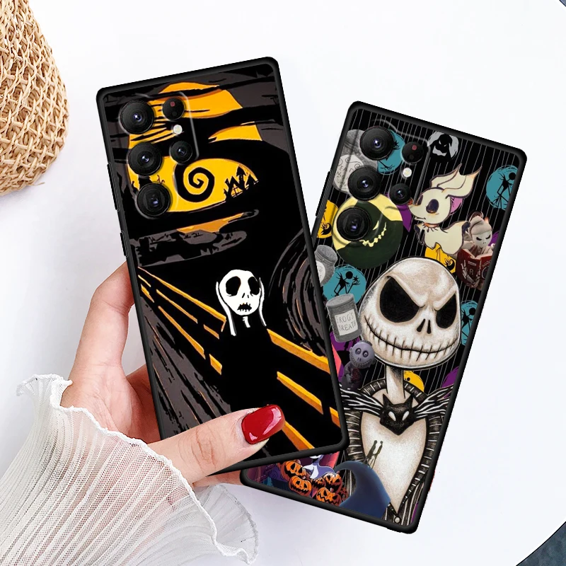 Skull Jack Dark Parody Cartoon For Samsung Galaxy S24 S23 S22 S21 S20 FE S10 S10E Plus Ultra Pro Lite 5G Black TPU Phone Case