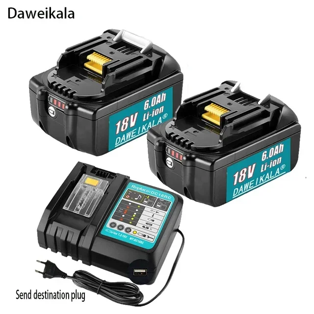 

for Makita 18V 6.0Ah rechargeable power tool battery with LED charger replacement LXT BL1860B BL1860 BL1850