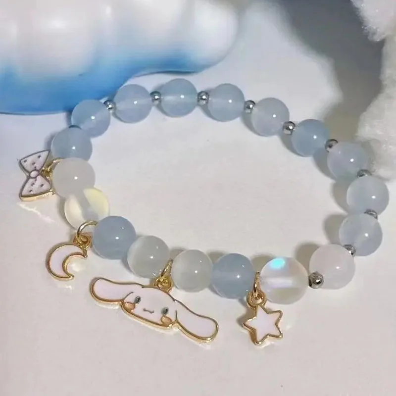 Sanrio Cinnamoroll Crystal Bracelet Girls Sweet Bracelet Pearl Cinnamoroll Creative Hello Kitty Bracelet Valentine\'s Day Gifts