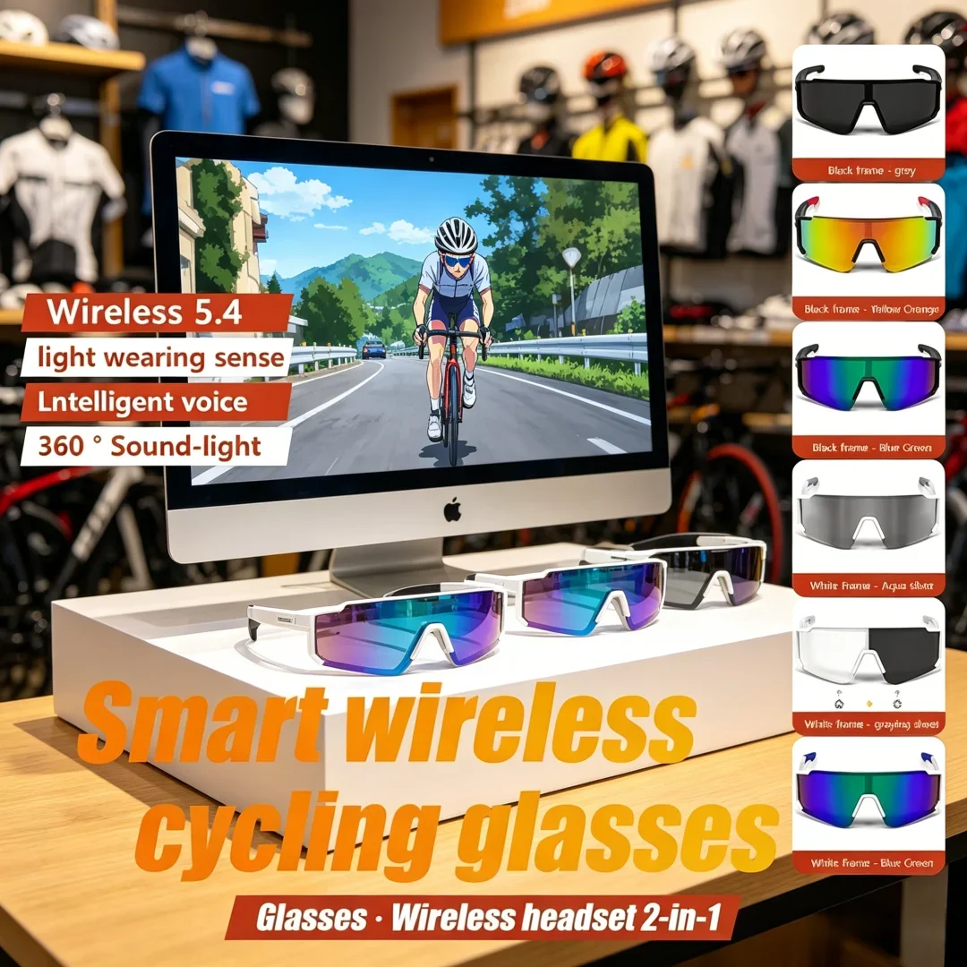 

Voguish Elite AI Smart Glasses Deluxe Audio Outdoor Smart Glasses Wireless Bluetooth Call Music Cycling Sports Headphone