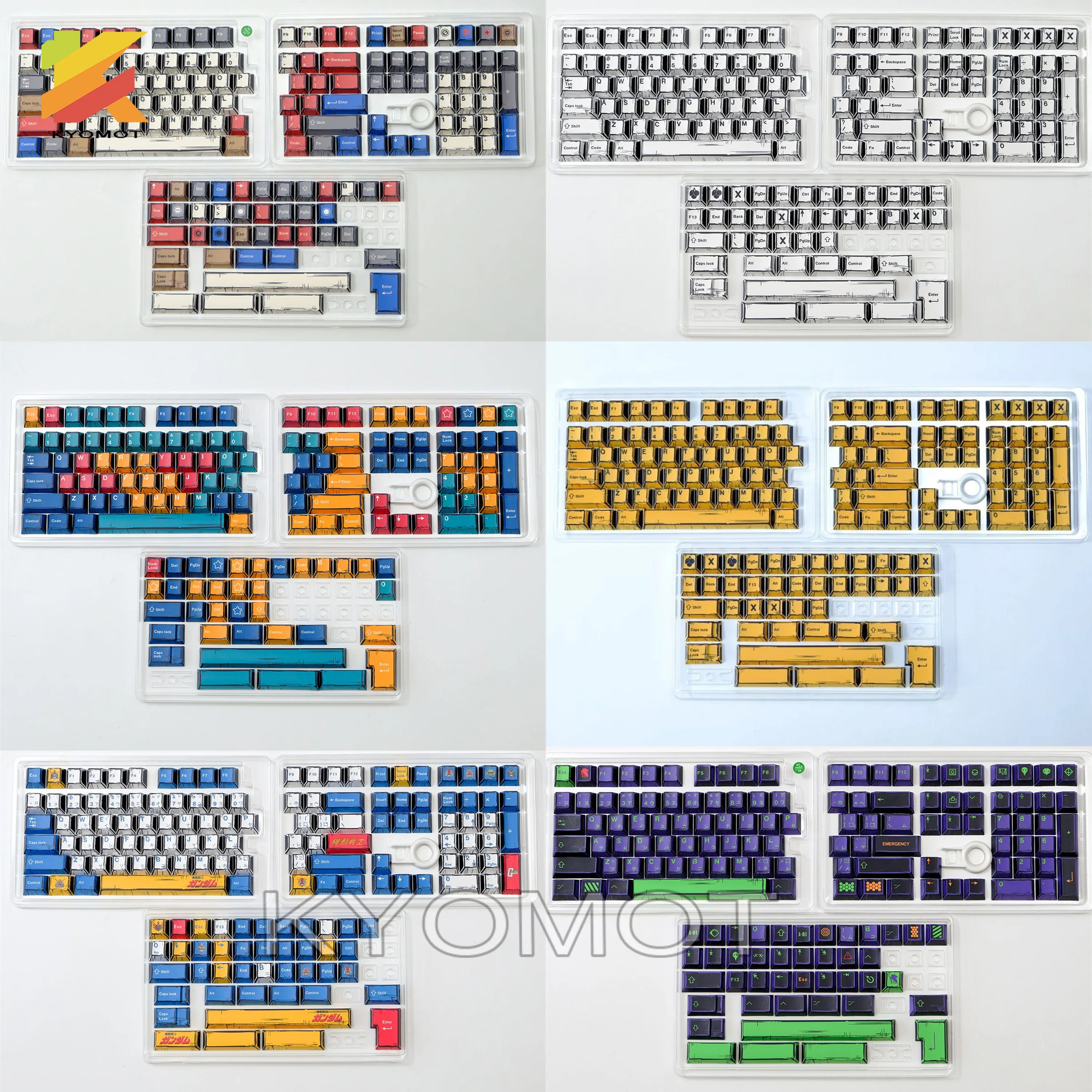 

149 Keys Comic Style Keycap PBT Cherry Profile Colorful Mixed Light En Ko Fr De Keycaps For Mx Cherry Switch Mechanical Keyboard