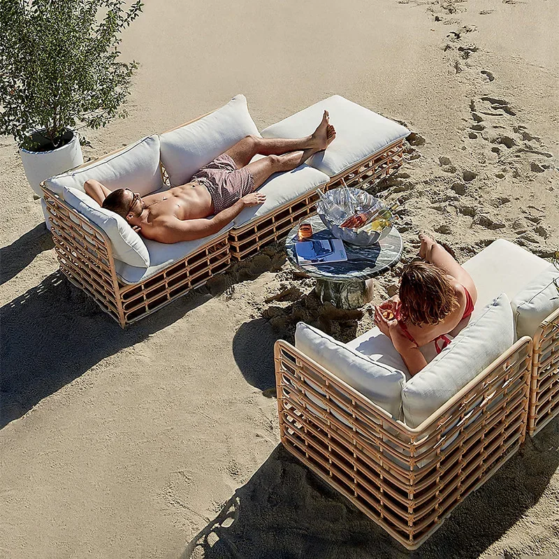 

Outdoor villa hotel home stay rattan sofa set terrace garden furniture