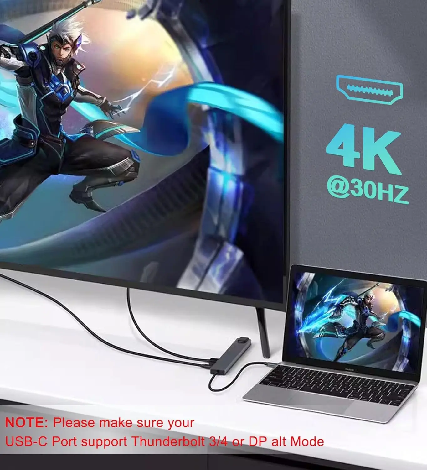 Immagine 5: Docking Station USB C con HDMI 4K, Ethernet 100Mbps, Lettore Schede SD/TF, USB 3.0/2.0 e Ricarica PD 100W - per Macbook