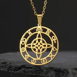 Dawapara Ancient Greek Mythology Symbols Witch Knot Women Necklace Stainless Steel Protection Amulet Wiccan Jewelry