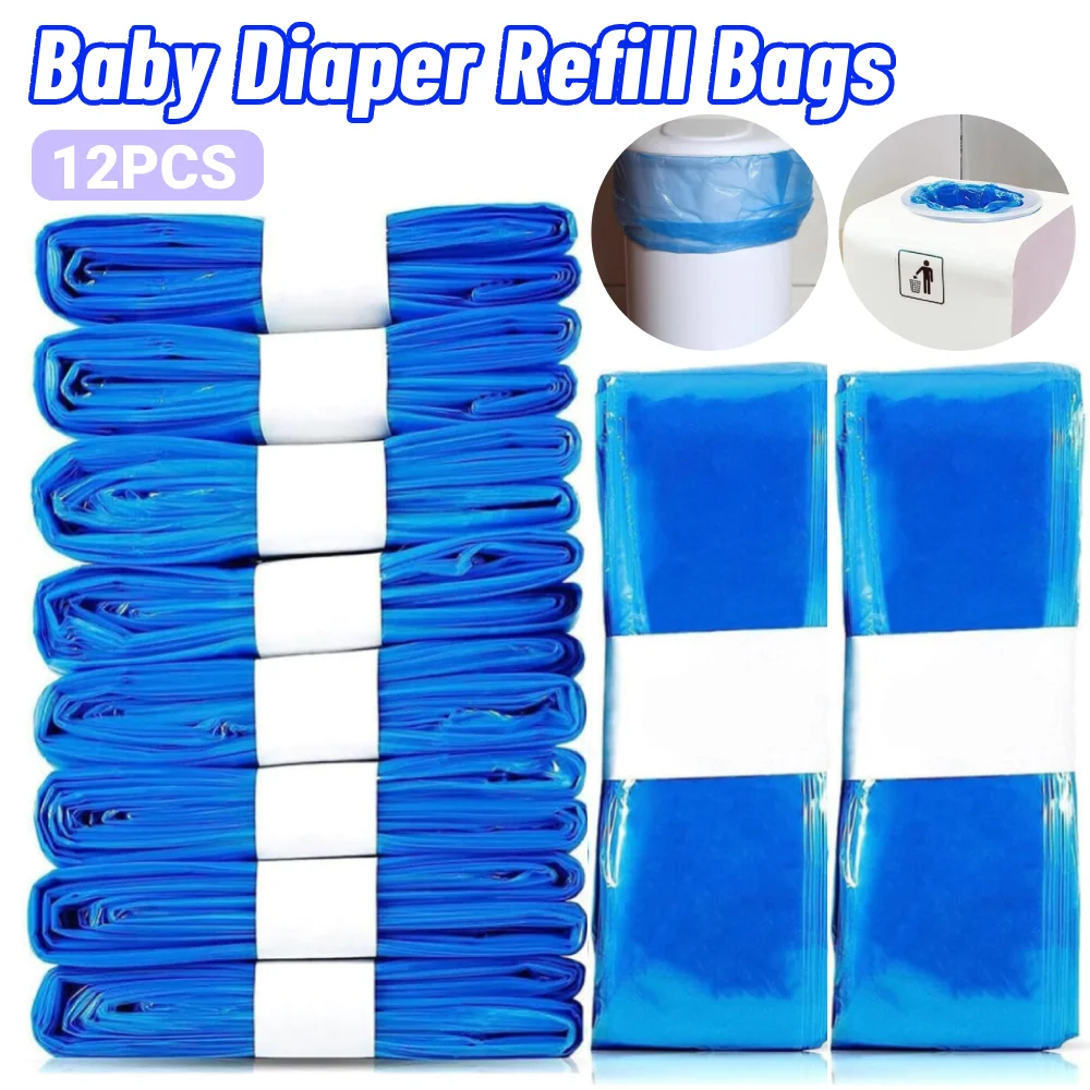 

12 шт., ведра для детских подгузников, сменные пакеты, синее ведро для мусора, сменный вкладыш для мусорного бака, без запаха, сумки для подвесного Tommee Tippee