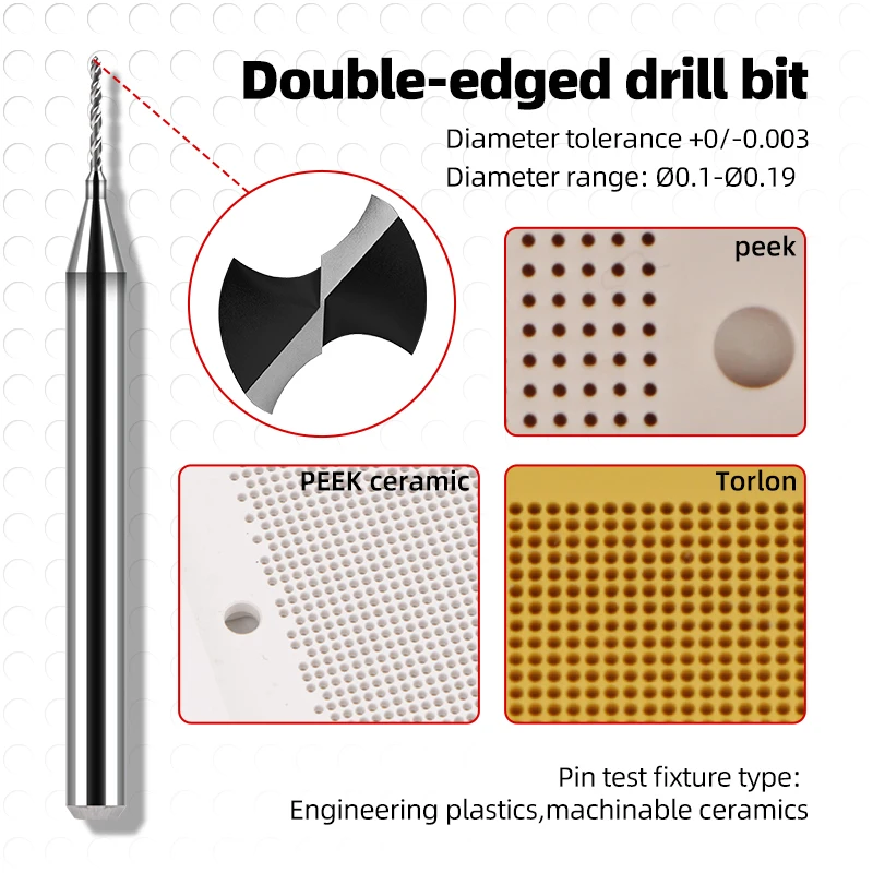 Tungsten Steel Material Micro Drill Bit Diameter 0.1 0.12 0.14 0.16 0.18 0.19mm Hard Alloy Drill for Engineering Resin Drilling
