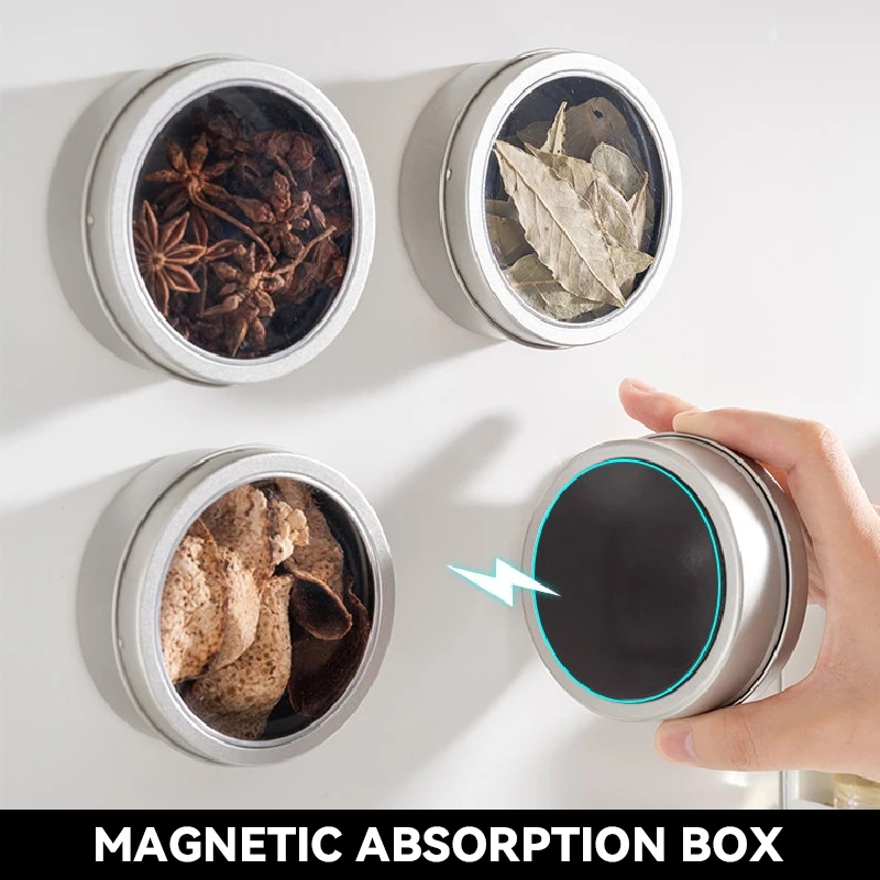 BOLTIFY Magnetic Storage Tin Box Kitchen Refrigerator Magnet Small Object Storage Tank Portable Magnetic Absorption Storage Box