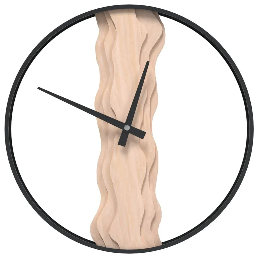 vidaXL Horloge murale en fer et chêne marron Ø35 cm, mouvement à quartz silencieux, nécessite 1 pile AA non incluse, assemblage requis