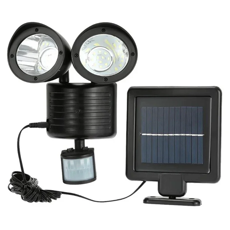 Waterproof Security Solar Motion Sensor Lights Double Heads Outdoor Solar Lights 22LED, Adjustable Courtyard Door Light