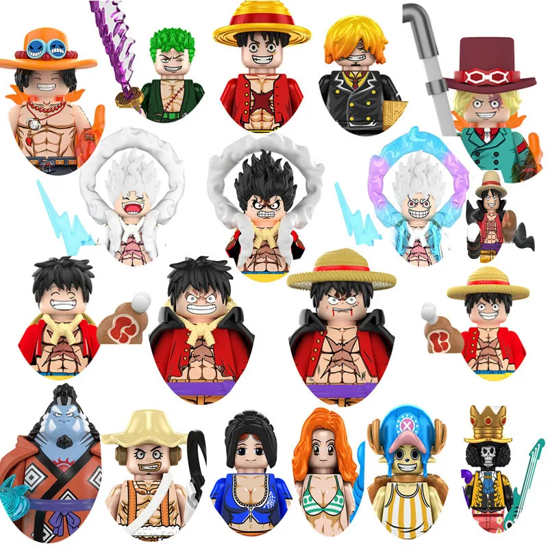 

New film Building Blocks one piece Kuzan Roronoa Zoro Sanji Monkey D Luffy Silvers Rayleigh Mini Doll Anime Figure Toys