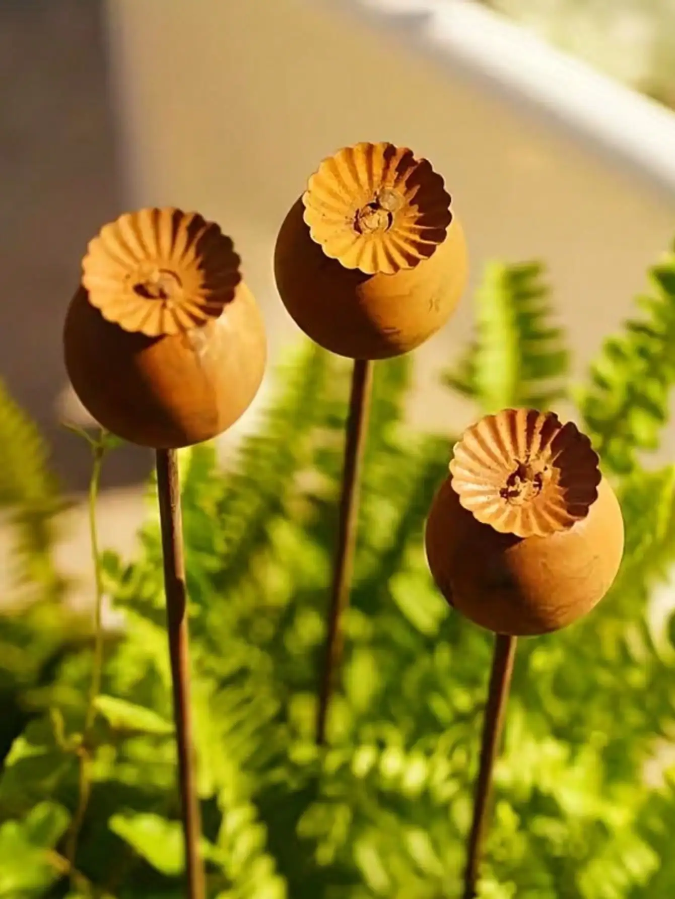 1/3pcs Rusted Poppy Garden Decor Stakes, Metal Yard Garden Ornaments and Gifts