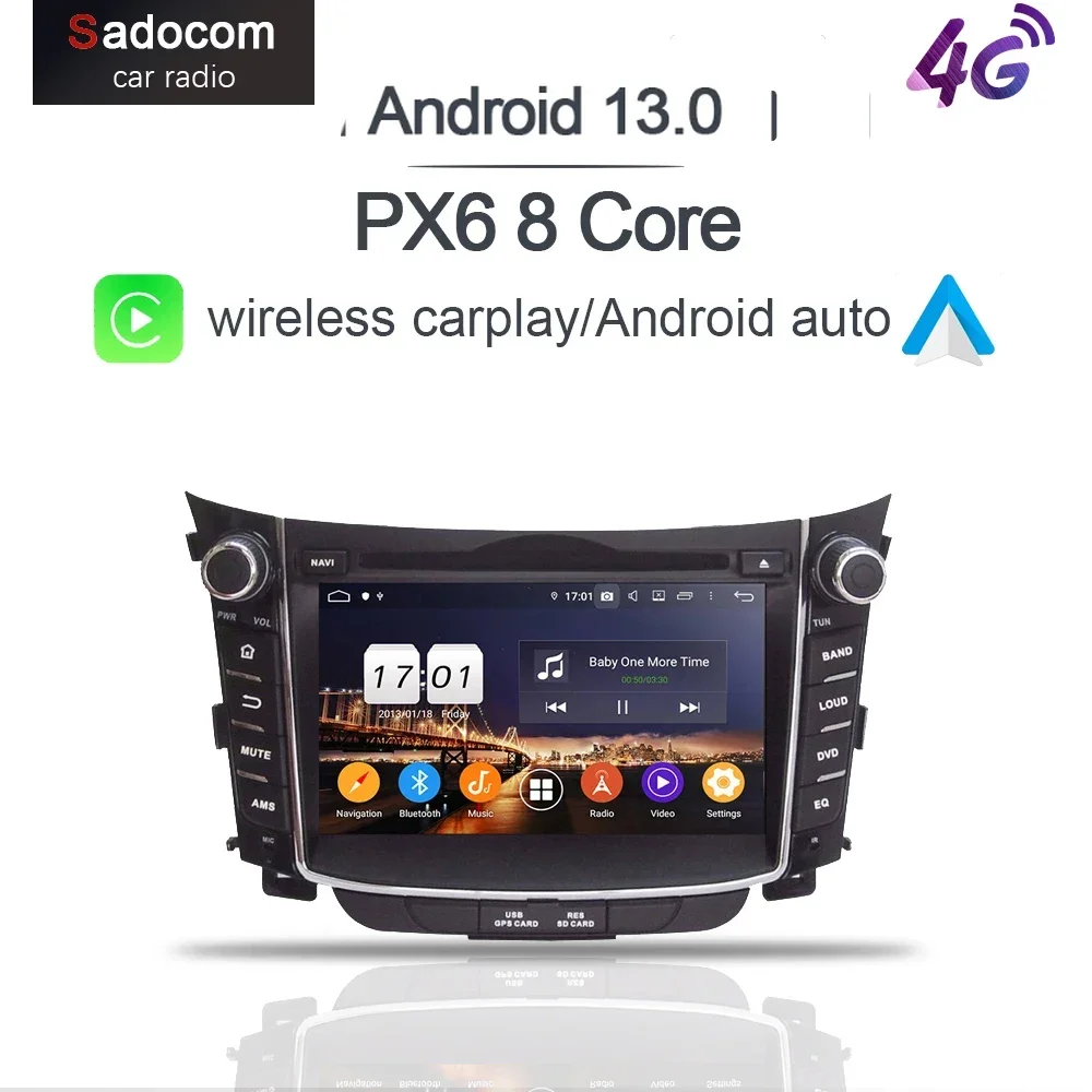 PX6 2 din TDA7851 Android 13.0 8 Core 8GB RAM 68G Car DVD Player For Hyundai I30 2011 - 2017 Glonass Map autoradio car radio 5.0