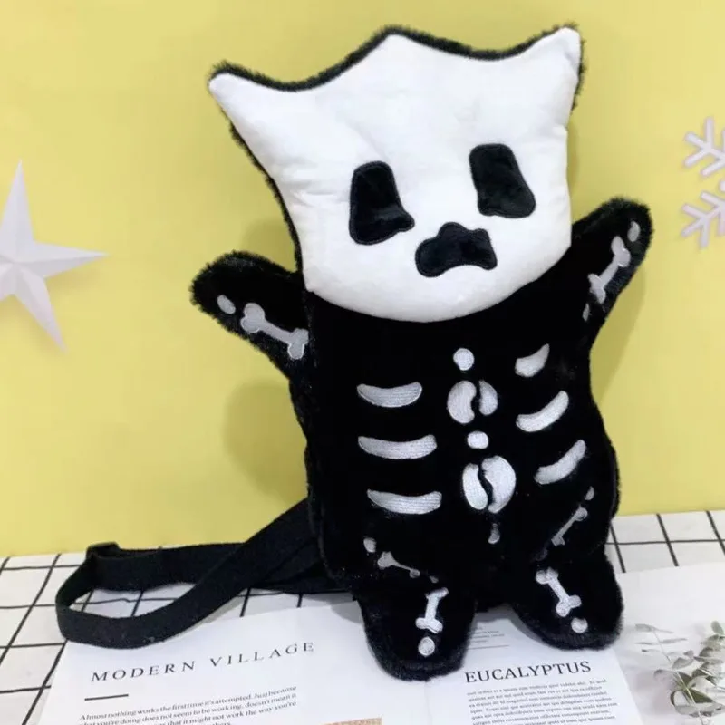 Halloween Little Skeleton Kitty Kindergarten Plush Backpack Toy Student Shoulder Bag Lovely Children Christmas Gifts