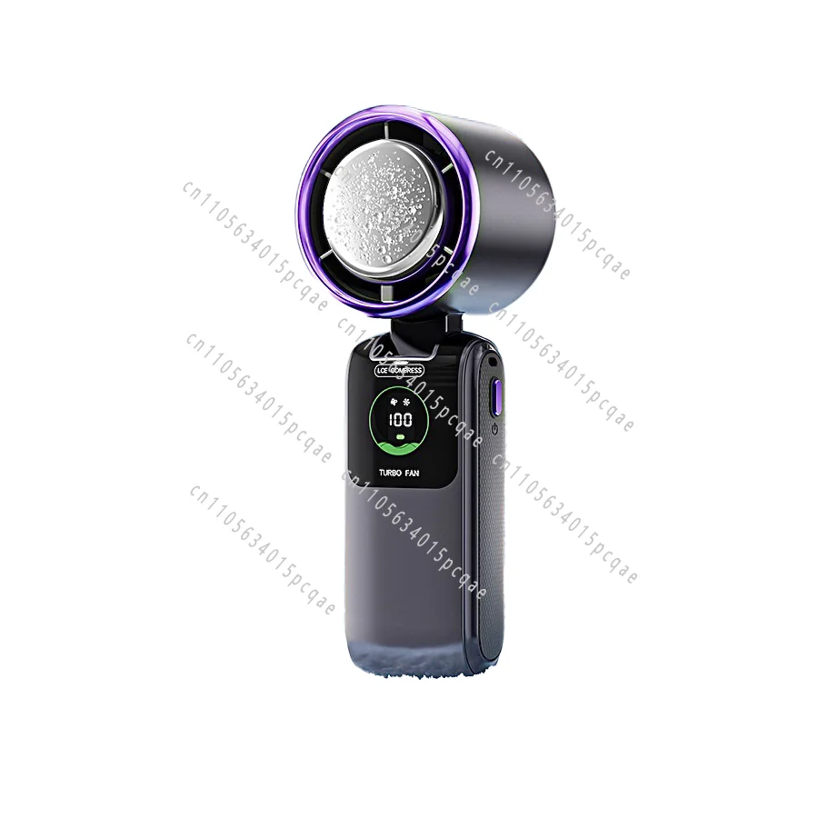 New 2025 New Ice High-speed Fan Semiconductor Refrigeration Handheld Fan Portable Rechargeable Folding Fan
